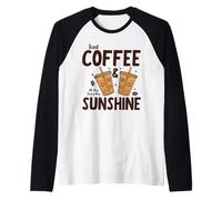 Iced Coffee & Sunshine Every Day all Day Funny Summer Maglia con Maniche Raglan