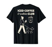 Iced Coffee & Walkies Club. caffè Freddo caffè Cane Gassi Back Maglietta