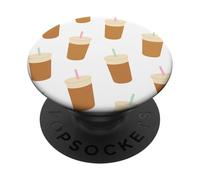 Iced Latte Vibes - Motivo minimalista a forma di caffè PopSockets PopGrip Adesivo
