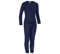 icefeld® - Set di biancheria intima termica traspirante per bambini - biancheria calda in maglia a maniche lunghe + mutande lunghe (ÖkoTex100), Blu mare, 122 cm-128 cm