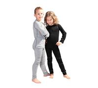 icefeld® - Set di biancheria intima termica traspirante per bambini - biancheria calda in maglia a maniche lunghe + mutande lunghe (ÖkoTex100), Nero , 98 cm-104 cm