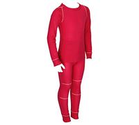 icefeld® Set di biancheria intima termica, traspirante, per bambini, costituito da maglia a maniche lunghe e calzamaglia (conforme all’Oeko-Tex Standard 100), Colore: rosso, 146 cm-152 cm