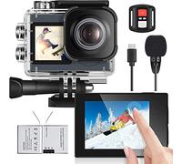 icefox Action Cam, 20MP Action Cam 4K con Touch Screen, impermeabile fino a 40m sotto l'acqua, Stabilizzatore EIS, con Microfono, grigio scuro