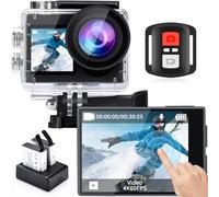 icefox Action Cam 4K Fotocamera subacquea impermeabile 40 m Ultra HD 20 MP 170 gradi Ultra Grandangolo WiFi Stabilizzazione del ghiaccio con doppia batteria 1350 mAh Grigio