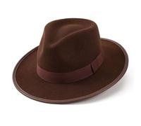 Icegrey Cappello Classico Fedora a Tesa Larga in Feltro, Unisex Cappello da Trilby da Uomo Panama Cappello Jazz Cappello, Marrone