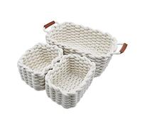 Icegrey Cestini in Corda di Cotone Cesto Contenitore Organizer Cestini Portaoggetti Decorativi Rettangolari Naturali Per Camerette Soggiorno Camera Da Letto Bianca Set di 3