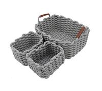 Icegrey Cestini in Corda di Cotone Cesto Contenitore Organizer Cestini Portaoggetti Decorativi Rettangolari Naturali Per Camerette Soggiorno Camera Da Letto Grigio Set di 3