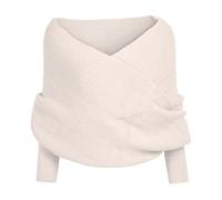 Icegrey Donna Inverno Caldo lavorata a Maglia Sciarpa dell'involucro Maniche Lunghe Crochet Spesso Scialle del Capo con il Manicotto, Beige Bianco