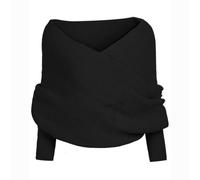 Icegrey Donna Inverno Caldo lavorata a Maglia Sciarpa dell'involucro Maniche Lunghe Crochet Spesso Scialle del Capo con il Manicotto, Nero