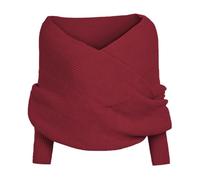 Icegrey Donna Inverno Caldo lavorata a Maglia Sciarpa dell'involucro Maniche Lunghe Crochet Spesso Scialle del Capo con il Manicotto, Vino Rosso