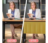 Icegrey Pannello per la Privacy sotto la scrivania con Rete per la Gestione dei Cavi, Pannello per scrivania Autoadesivo, Tenda per scrivania, per Ufficio e casa, Giallo, 152x38cm