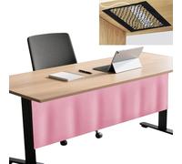 Icegrey Pannello per la Privacy sotto la scrivania con Rete per la Gestione dei Cavi, Pannello per scrivania Autoadesivo, Tenda per scrivania, per Ufficio e casa, Rosa, 110x38cm