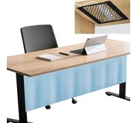 Icegrey Pannello per la Privacy sotto la scrivania con Rete per la Gestione dei Cavi, Pannello per scrivania Autoadesivo, Tenda per scrivania, per Ufficio e casa, Blu, 152x38cm