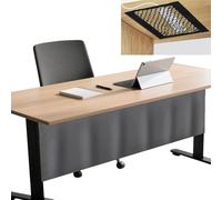 Icegrey Pannello per la Privacy sotto la scrivania con Rete per la Gestione dei Cavi, Pannello per scrivania Autoadesivo, Tenda per scrivania, per Ufficio e casa, Grigio Scuro, 190x38cm