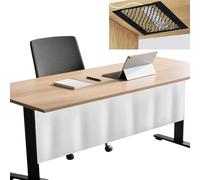Icegrey Pannello per la Privacy sotto la scrivania con Rete per la Gestione dei Cavi, Pannello per scrivania Autoadesivo, Tenda per scrivania, per Ufficio e casa, Bianco, 122x38cm