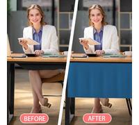 Icegrey Pannello per la Privacy sotto la scrivania con Rete per la Gestione dei Cavi, Pannello per scrivania Autoadesivo, Tenda per scrivania, per Ufficio e casa, Blu Scuro, 200x38cm