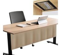 Icegrey Pannello per la Privacy sotto la scrivania con Rete per la Gestione dei Cavi, Pannello per scrivania Autoadesivo, Tenda per scrivania, per Ufficio e casa, Khaki, 100x38cm