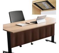 Icegrey Pannello per la Privacy sotto la scrivania con Rete per la Gestione dei Cavi, Pannello per scrivania Autoadesivo, Tenda per scrivania, per Ufficio e casa, Marrone Scuro, 160x38cm