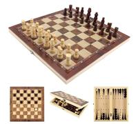 Icegrey Scacchiera in Legno Pieghevole Giochi Tradizionali Stoccaggio Portatile Set di Scacchi Internazionali per Viaggio Gioco da Tavolo per Adulti Bambini 34x34cm