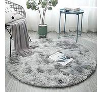 Icegrey Tappeto Rotondo Tappeto Peloso Super Morbido Assorbimento dell'acqua Antiscivolo Tie-Dye Sfumato In Stile per Salotto tavolino Salotto Camera da Letto Computer Sedia, Grigio chiaro, 180cm