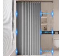 Icegrey Tenda da doccia Magnetica Pieghevole impermeabile con Ganci, Antispruzzo, Tende da Doccia in Poliestere Linoa Fisarmonica per Bagno, Grigio, 100x200cm