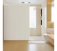 Icegrey Tenda da doccia Magnetica Pieghevole impermeabile con Ganci, Antispruzzo, Tende da Doccia in Poliestere Linoa Fisarmonica per Bagno, Beige, 180x200cm