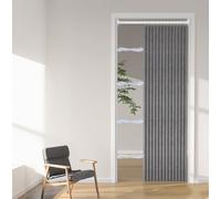 Icegrey Tenda oscurante per porta in lino, plissettata, magnetica, per porta a fisarmonica, per interni dell'armadio, divisorio invisibile, per camera da letto, soggiorno, Grigio