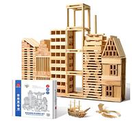 ICEKO KN 100 Pezzi Giochi Legno-Blocchi Costruzioni per Bambini-Giochi Bambini 3 4 5 6 Anni-Regalo Bambino e Bambina-Colore Legno