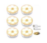Iceko-Kn Luce notturna per bambini ricaricabile tramite USB, luci a LED a disco facili da installare per armadi e piccoli spazi, confezione da 6