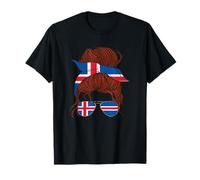 Iceland Chignon disordinato con bandiera islandese orgoglio islandese Maglietta