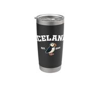Iceland Puffin Vintage Icelandic Souvenir Bicchiere termico in acciaio inox doppia parete