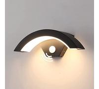 ICEMOB Lampada da parete di sicurezza moderna Applique da parete design ad arco nero resistente alle intemperie Sensore di movimento a LED integrato Lampada da parete per esterni PIR, per portico, gia