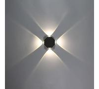 ICEMOB Lampada da parete per esterni moderna e creativa a quattro angoli, lanterna a incandescenza a LED, luce bianca calda, applique da parete impermeabile in alluminio pressofuso nero per illuminazi