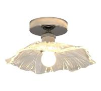 ICEMOB Plafoniera da semi incasso, plafoniera da corridoio in argento con vetro trasparente a forma di fiore, lampadari vintage con base da 11,4 pollici, plafoniere per corridoio della camera da letto