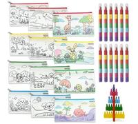 ICEPAPA, 12 Astucci da Colorare e 12 Pastelli a Cera Impilabili (7 Colori in 1), Perfetti per Bambini, Gadget e Regalini per Feste