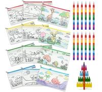 ICEPAPA, 12 Astucci per bambini da colorare e 12 Pastelli a cera impilabili (10 colori in 1), perfetti per piccoli regali per bambini, gadget compleanno bambini, regalini fine festa compleanno