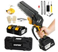 ICEPURE Mini motosega con batteria da 8000 mAh, 6 pollici, per legno fino a 15 cm di diametro, potente motore brushless con lubrificazione automatica e display digitale, giardinaggio e progetti fai da