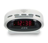 Ices ICR-210 Sveglia da Comodino con Display LED, Bianco | ICR-210, PLL FM, funzione snooze, timer, riserva di carica, compatto, bianco