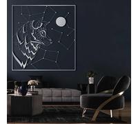 ICEWQOQU Decorazione da parete in metallo, motivo: lupo, decorazione da parete con lupo, in metallo, decorazione per la casa, decorazione da parete in metallo (18 x 18/45 x 46 cm, argento)