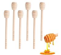 ICEYLI Mescolatore di miele in legno, 6 pezzi da 15,7 cm, mini bastoncini per miele e miele e cucchiaino da raccogliere erogazione di marmellata piovosa