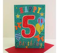 ICG Boy Age 5 Happy 5th Birthday Card - Palloncini stelle