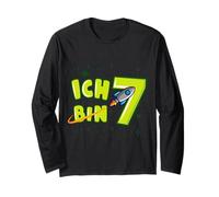 Ich bin 7 Space Rocket Universe Boy Birthday Adventure Maglia a Manica