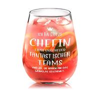 Ich bin orgoglize Chefin einer wunderuer fantastischen Team - Weinglas mit Gravur Beste Chef Personized Team Dankeschön Regali für Chef zum Weihnachten Geburtstag