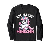 Ich Hasse Menschen - Divertente unicorno anti-sociale con scritta tedesca Maglia a Manica