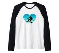 ICH Liebe Snowboard Winter Sports Apres Ski Snowboarden Maglia con Maniche Raglan