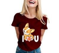 Ich liebe Tich, adorabile cucciolo Corgi per gli amanti dei cani, maglietta da donna con scollo posteriore, Vino, M