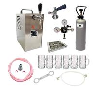 ich-zapfe Set Completo - Spillatore Birra - Jet 30, Dispenser Birra, Macchina per Birra 1-Linea, 35 Litri/h, in icchieri da Birra Isar 0,3 Litri 6 pz., Keg:KeyKeg
