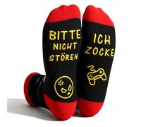 ICH ZOCKE Calzini divertenti con frasi, calzini da gioco con scritta in lingua tedesca "Bitte nicht Stören Neuheit Baumwollsocken Gamer Caviglia Antiscivolo Casa" Regalo per Natale, San Valentino