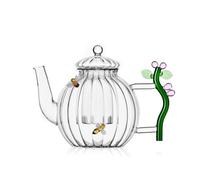 Ichendorf Botanica Teiera Ottica Fiore Rosa e Ape in Vetro borosilicato