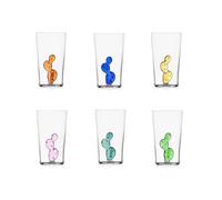 Ichendorf Desert Plants Set 6 bicchieri Long Drink in vetro borosilicato, decori assortiti